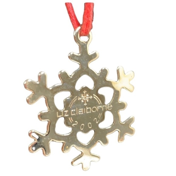 Liz Claiborne 2002 Silver Snowflake Christmas Tree Ornament, 1.25” - Picture 1 of 5